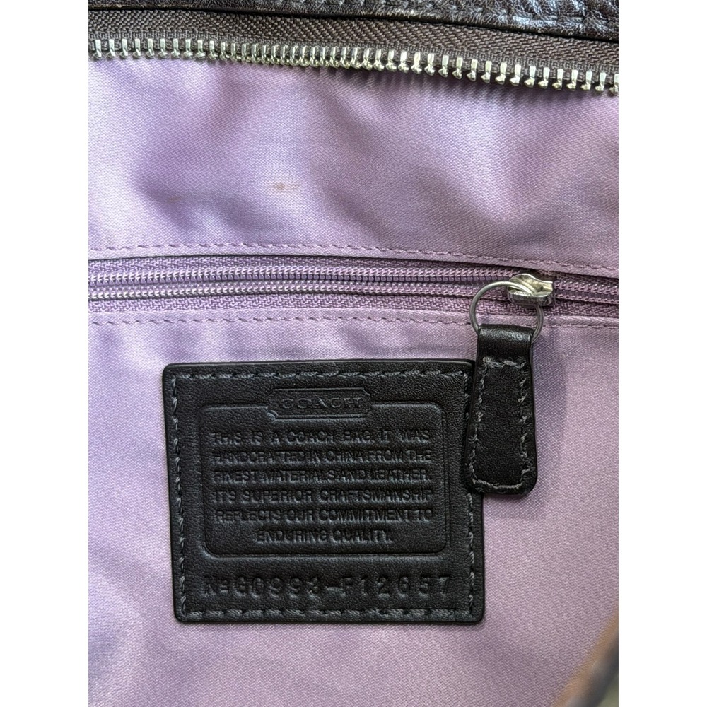 Coach Signature Jacquard Brown Leather Trim Hobo Shoulder Bag Monogram Canvas - Picture 14 of 16
